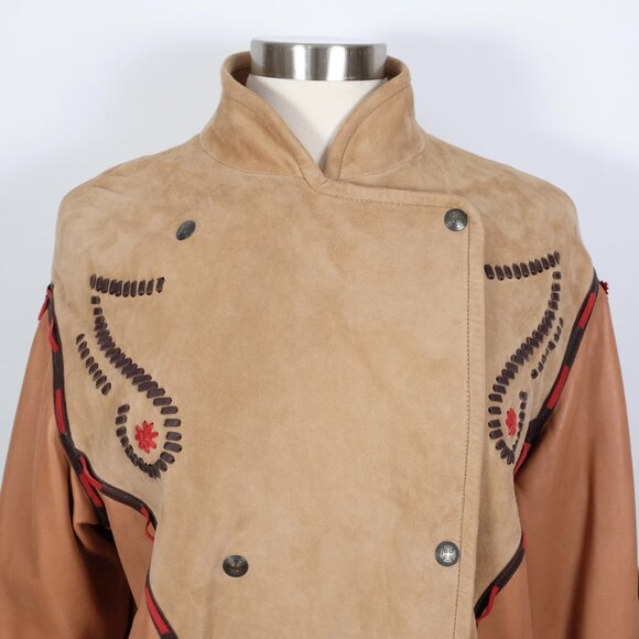 ETRO leather suede jacket 48 US 12 Western Native American tassels - Picture 4 of 13